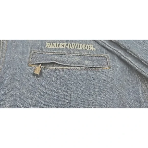 Vtg Original Harley Davidson Women's Jacket L Denim Biker Motorcycle Y2K - Picture 6 of 9